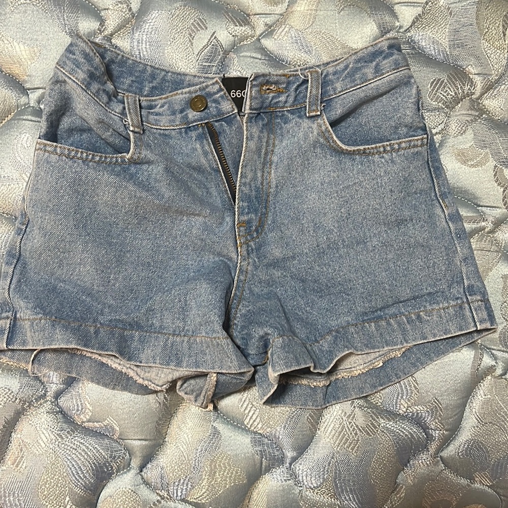 High rise denim shorts